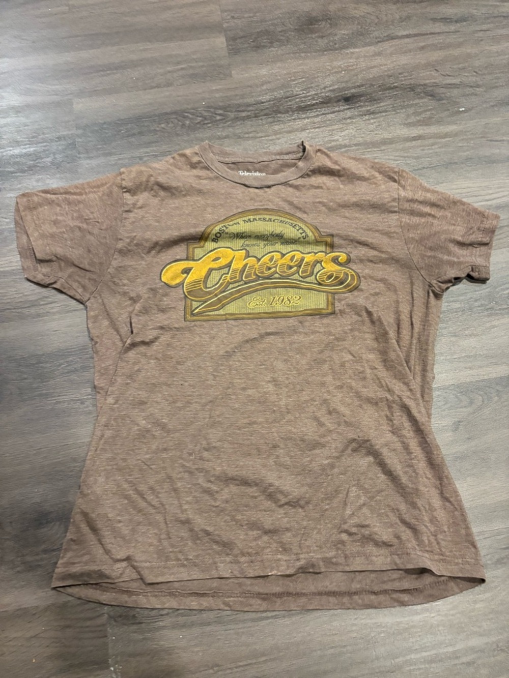 Cheers TV show Brown Tee with Yellow Graphic
